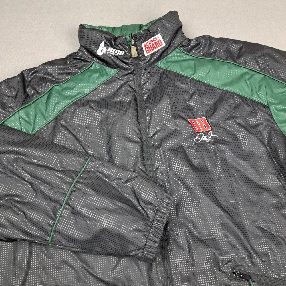 Dale Earnhardt Jr Jacket Men 2XL Black‎ Green AMP Energy National Guard NASCAR